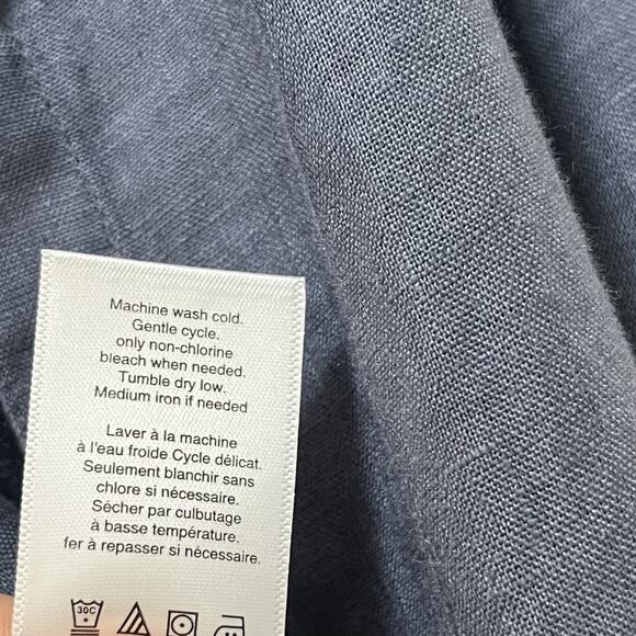 Coldwater Creek Womens 100% Linen Button Up Shirt Size LP Blue Coastal Beachy - Picture 8 of 8